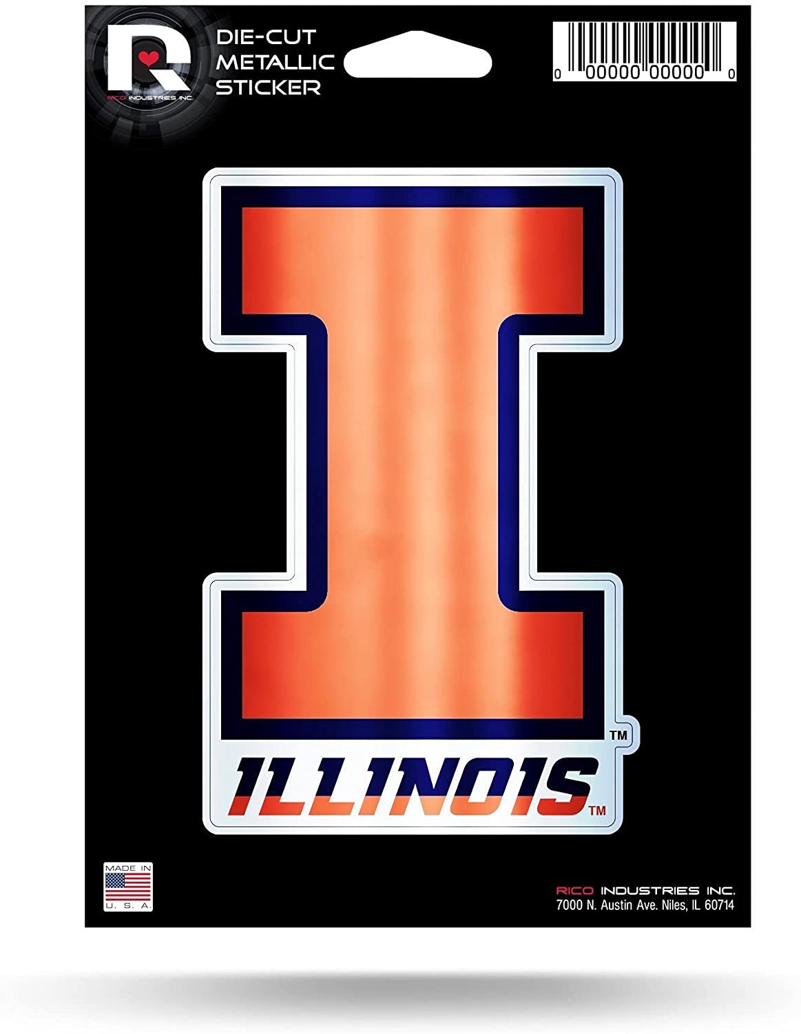 University of Illinois Illini 5 Inch Sticker Decal Metallic Shimmer Design Flat Vinyl