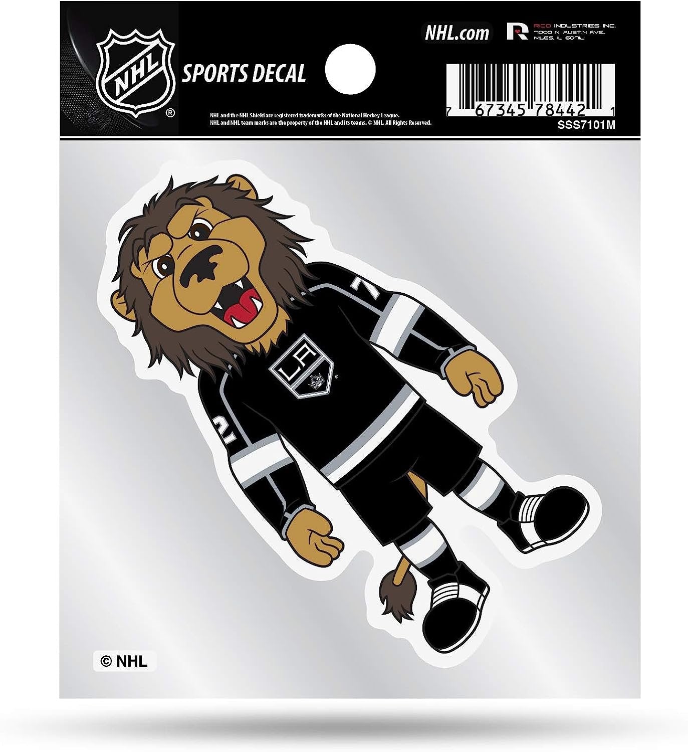 Los Angeles Kings 4x4 Inch Die Cut Decal Sticker, Mascot Logo, Clear Backing
