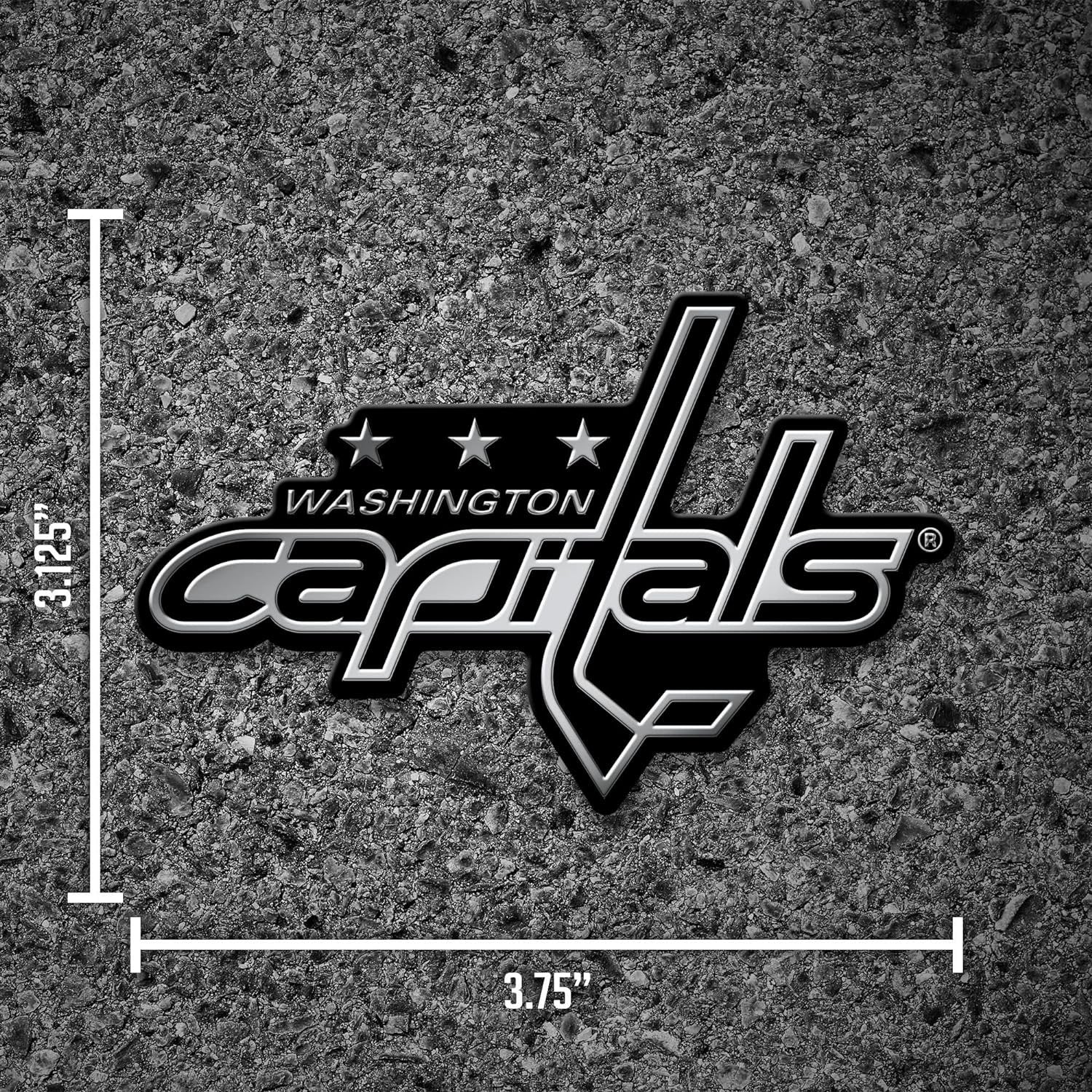 Washington Capitals Auto Emblem, Silver Chrome Color, Raised Molded Plastic, 3.5 Inch, Adhesive Tape Backing 4