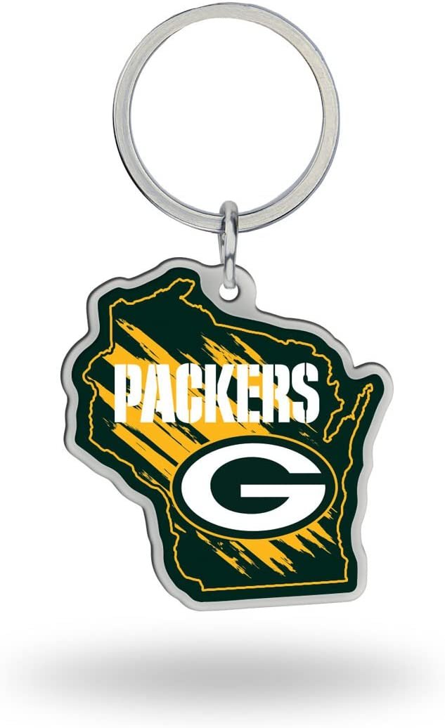 Green Bay Packers Metal Keychain State Shaped 1