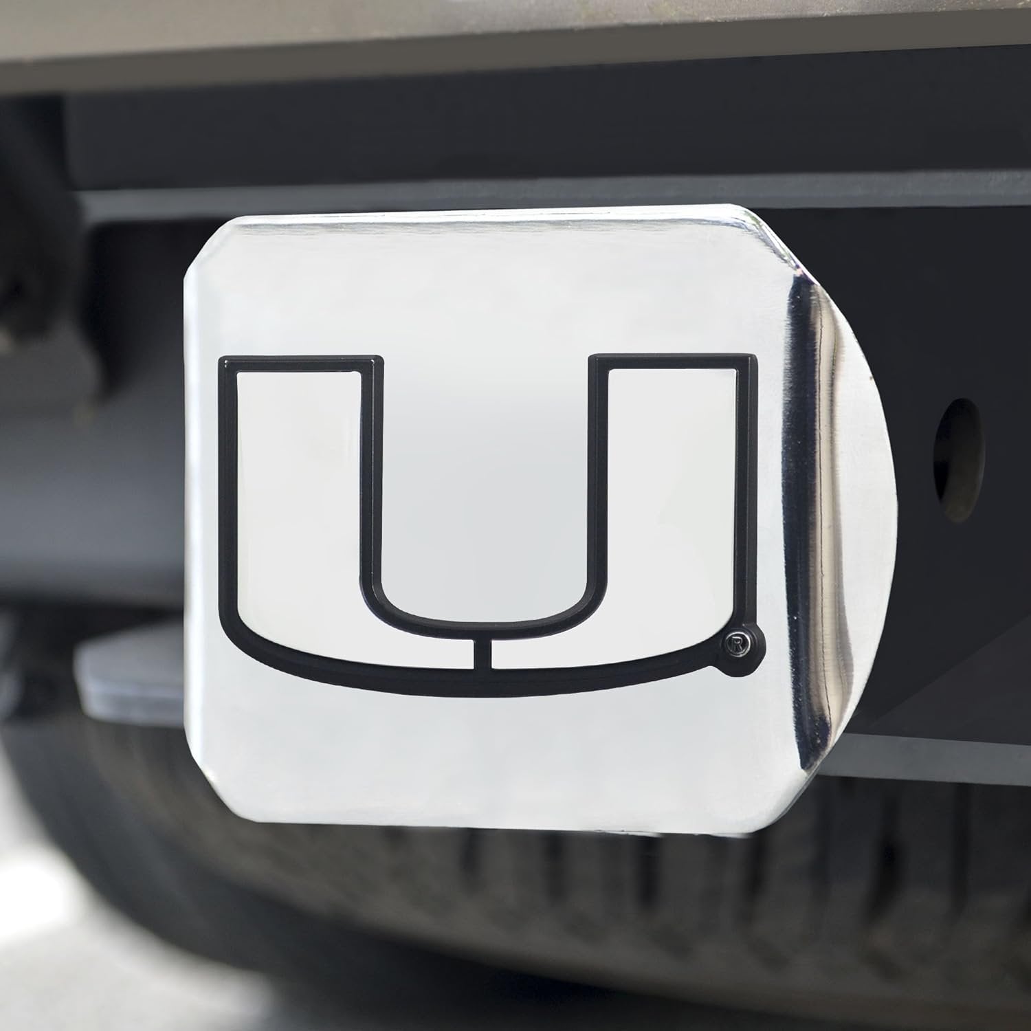 University of Miami Hurricanes Hitch Cover Solid Metal with Raised Chrome Metal Emblem 2" Square Type III