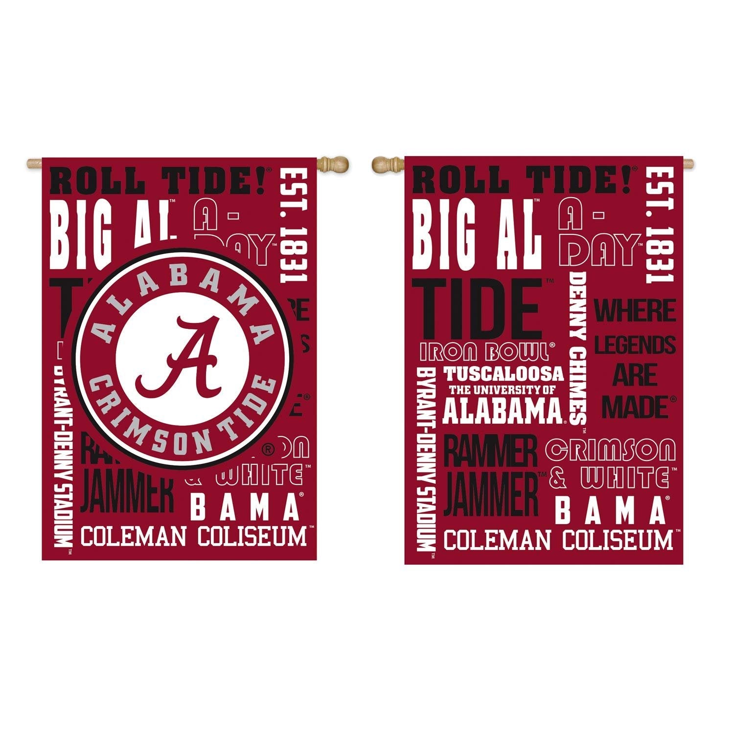 University of Alabama Crimson Tide Premium Double Sided Garden Flag Banner, Fan Rules Design, 13x18 Inch, Display Stand Sold Seperately, Officially Licensed 1
