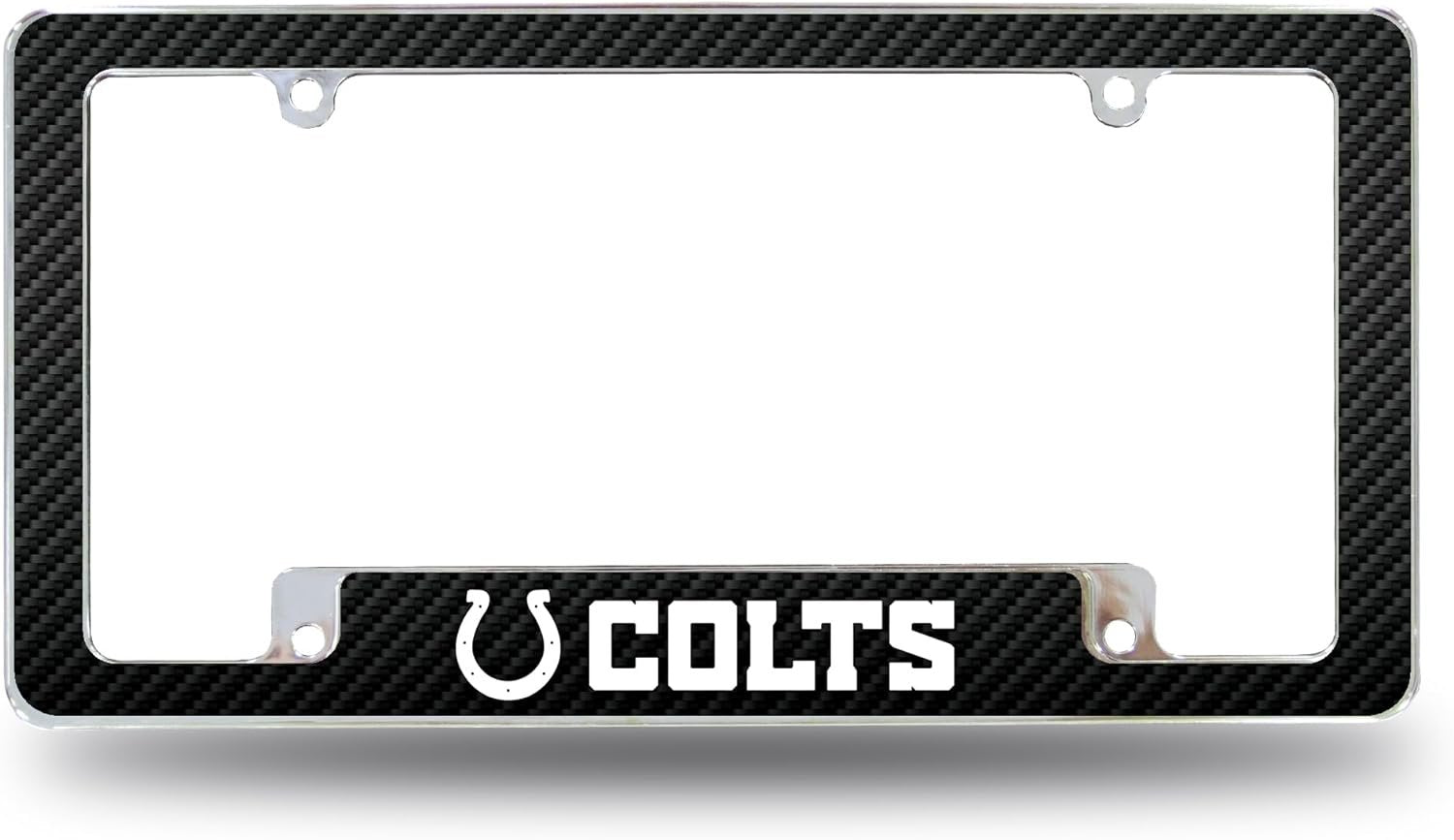 Indianapolis Colts Metal License Plate Frame Chrome Tag Cover, Carbon Fiber Design, 12x6 Inch 1