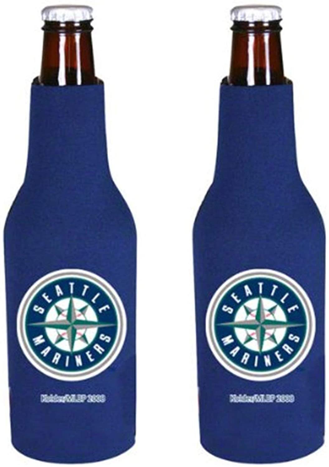 Seattle Mariners Pair of 16oz Drink Zipper Bottle Cooler Insulated Neoprene Beverage Holder, Logo Design 1