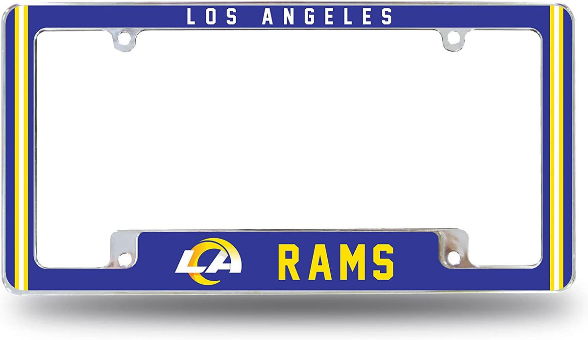 Los Angeles Rams Metal License Plate Frame Chrome Tag Cover Alternate Design 6x12 Inch 1