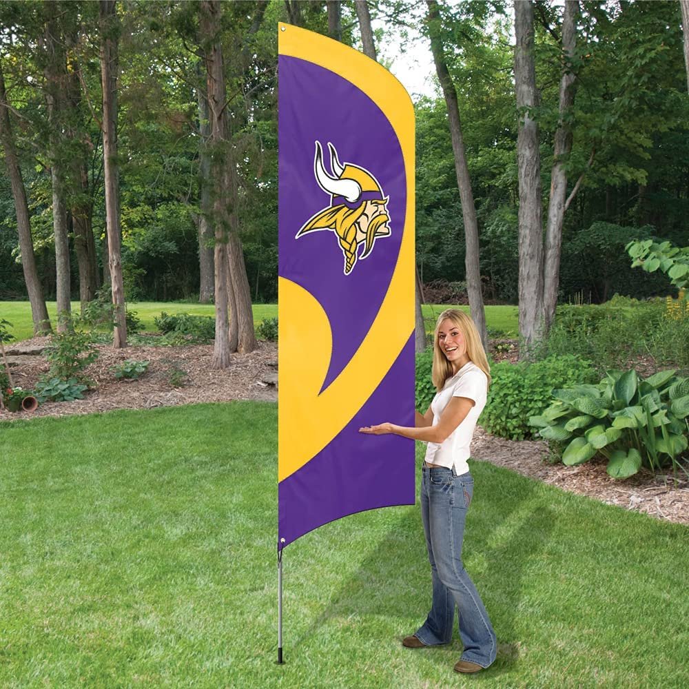 Minnesota Vikings 8 Foot Tall Team Flag Tailgating Kit with Metal Pole 2