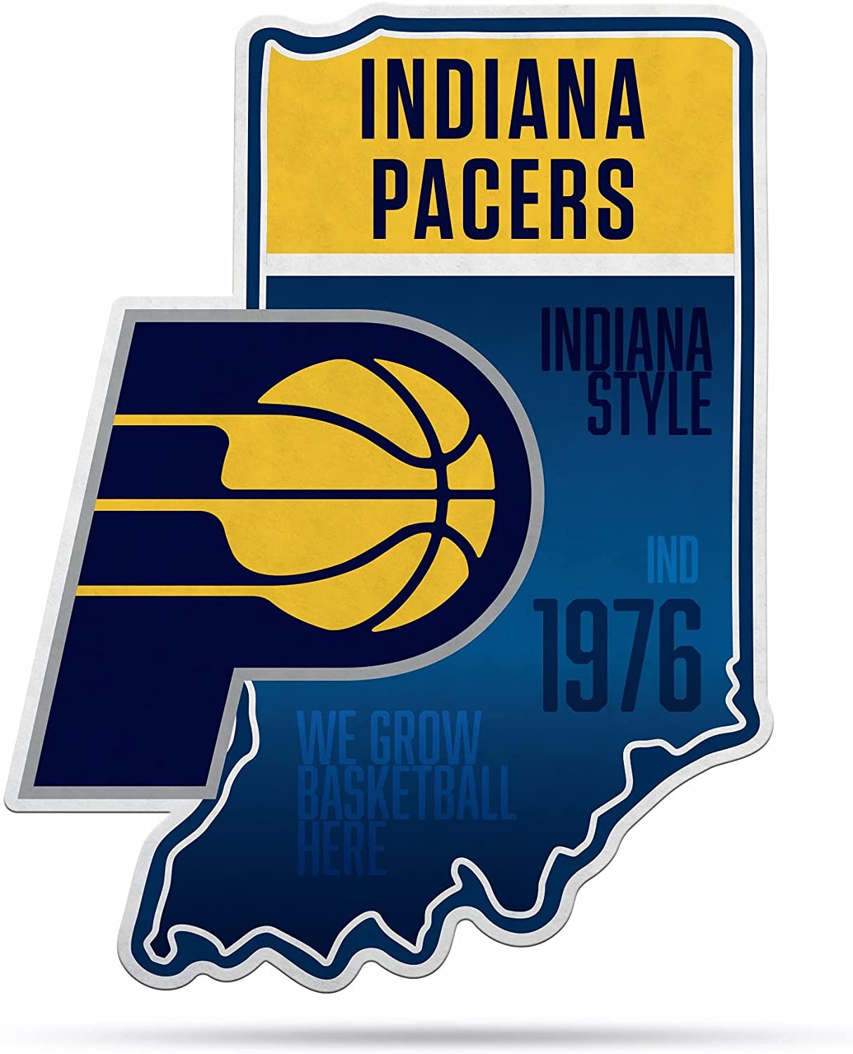 Rico Industries NBA Indiana Pacers State Shape Shape Cut Pennant - Home and Living Room Décor - Soft Felt EZ to Hang