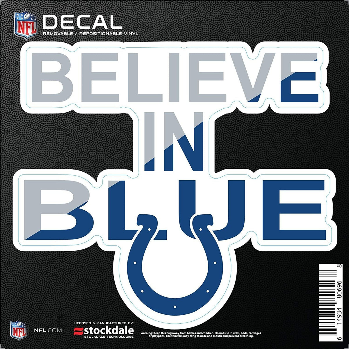 Indianapolis Colts 6 Inch Decal Sticker, Flat Vinyl, Die Cut, Slogan Design, Full Adhesive Backing 1