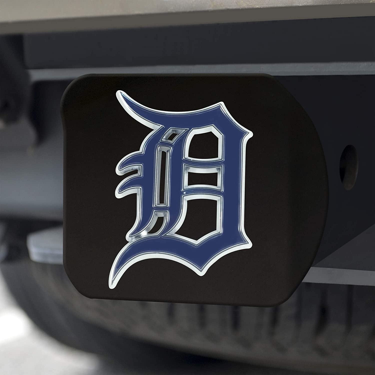 Detroit Tigers Hitch Cover Black Solid Metal with Raised Color Metal Emblem 2" Square Type III