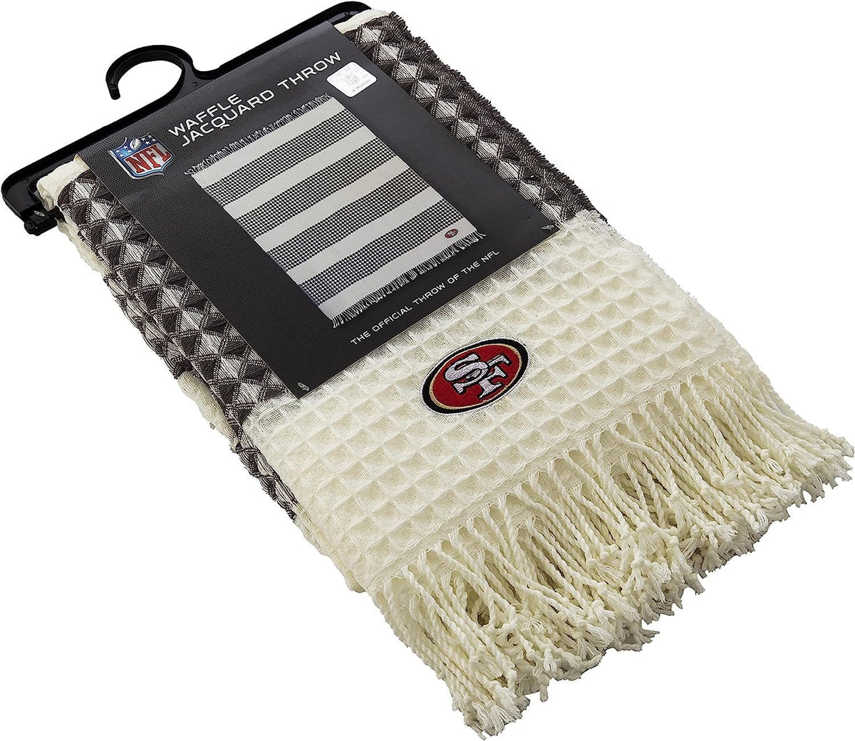 Northwest The Company NFL San Francisco 49ers Waffle Weave Jacquard Throw Blanket, 50" x 60", White/Grey 4