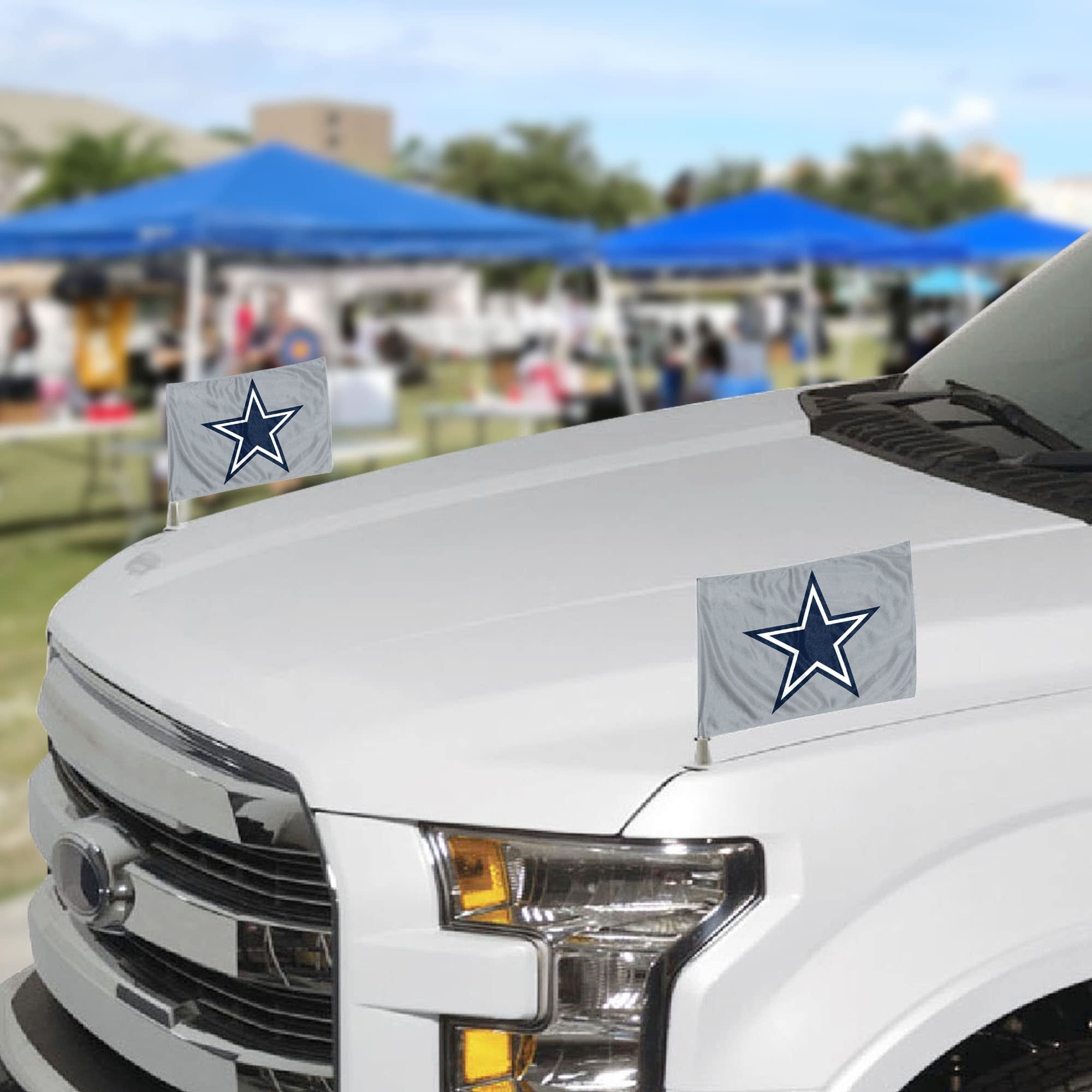 Dallas Cowboys Car Flag Set Ambassador Style 4x6 Inch Set of 2 Gray Color