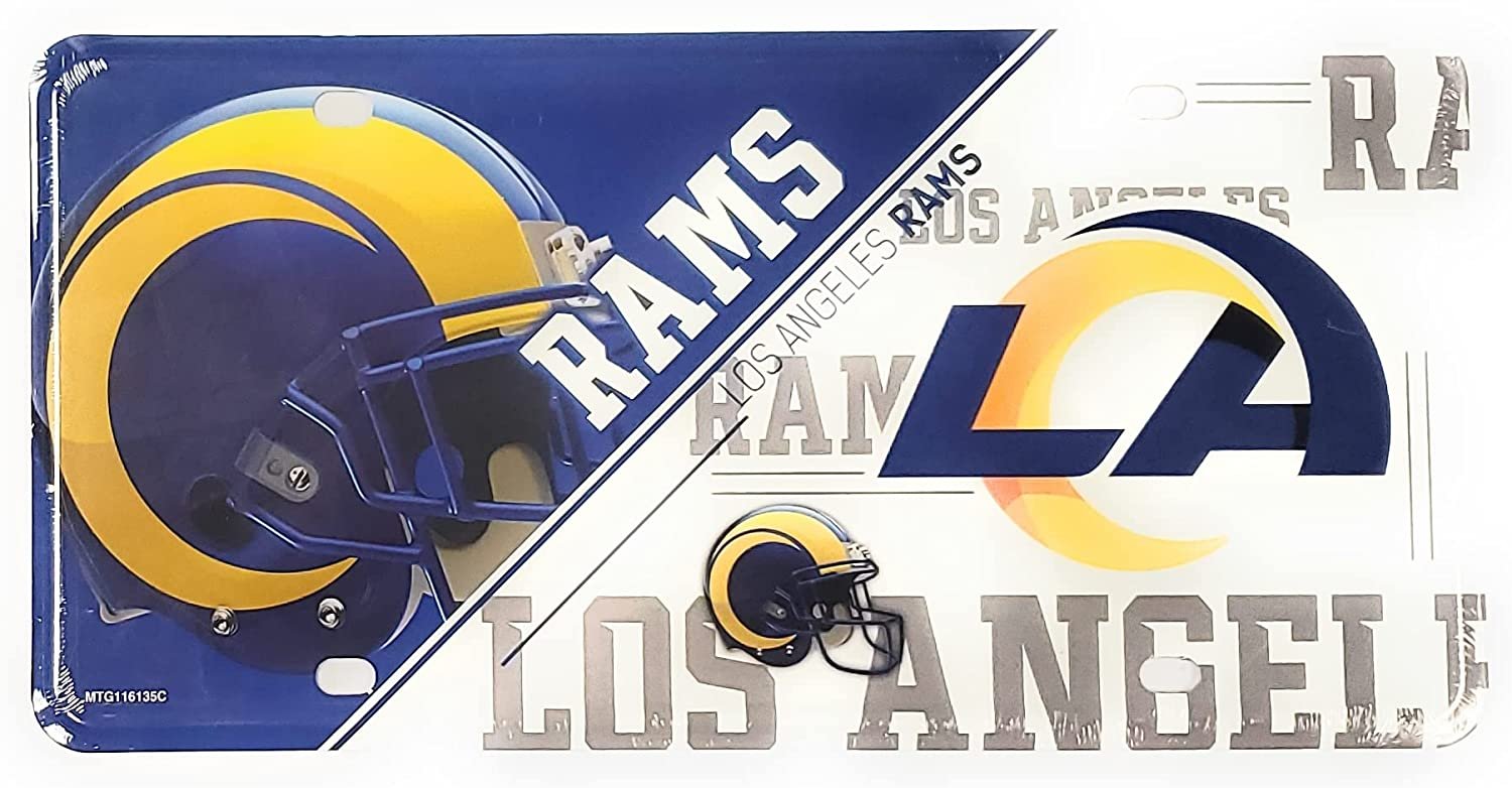 Los Angeles Rams Metal Auto Tag License Plate, Split Design, 6x12 Inch 1
