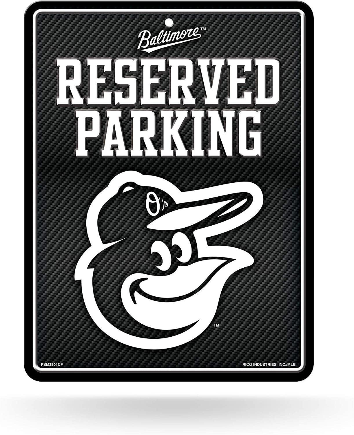 Baltimore Orioles Metal Parking Novelty Wall Sign 8.5 x 11 Inch Carbon Fiber Design 1