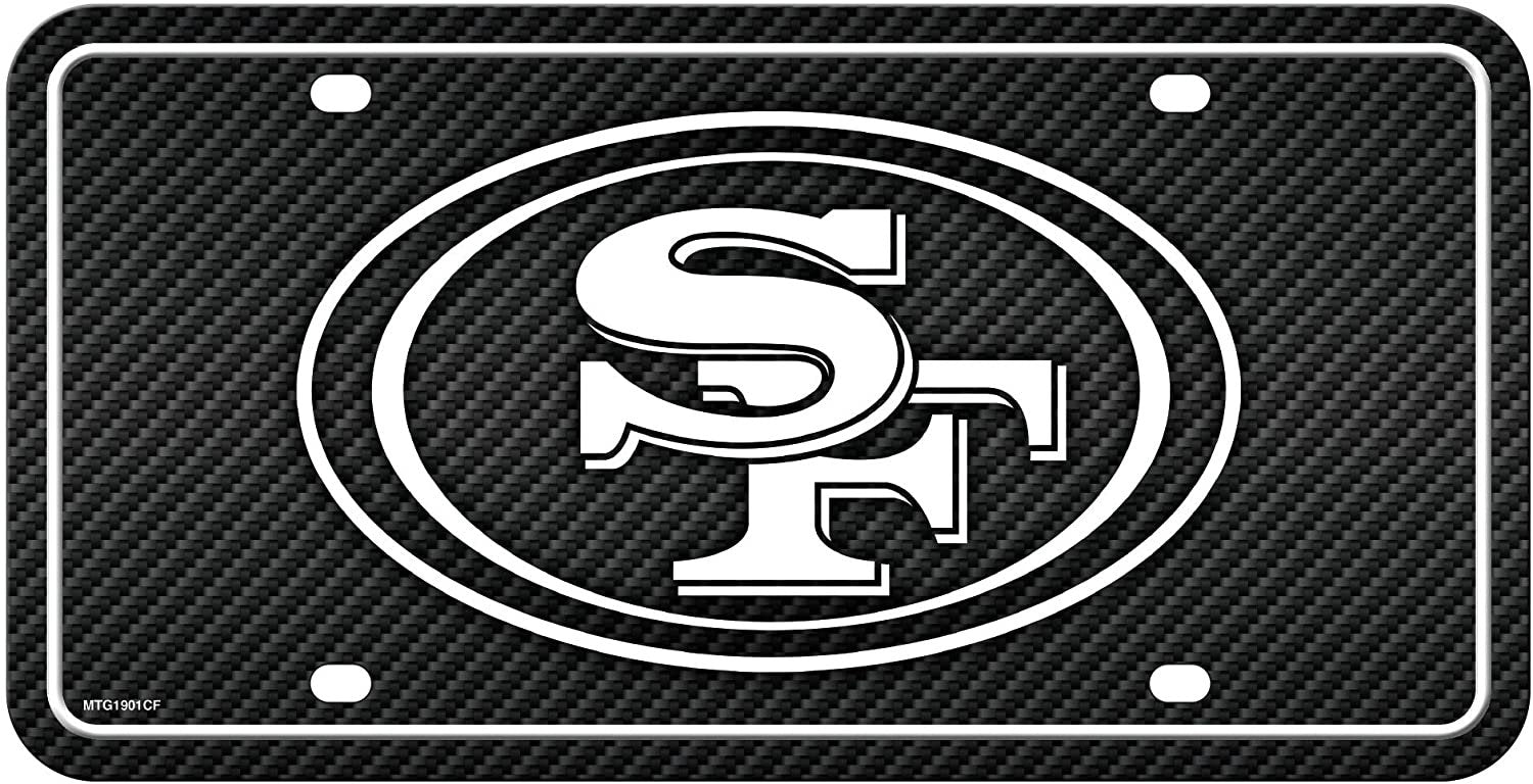 San Francisco 49ers Metal Tag License Plate, Carbon Fiber Design, 6x12 Inch