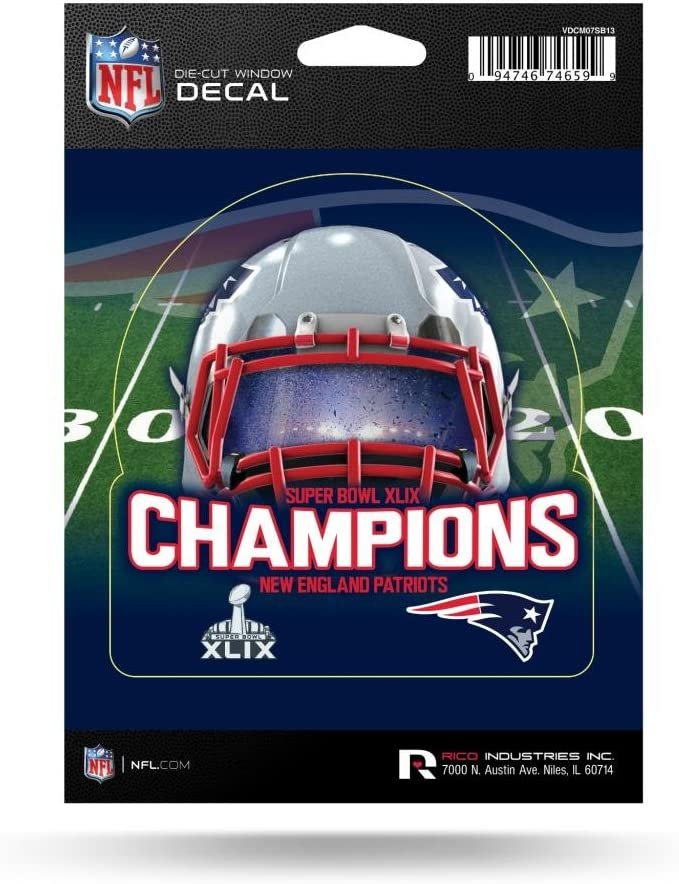 New England Patriots Super Bowl XLIX Champions 5 Inch Decal Sticker Flat Vinyl Die Cut Full Adhesive Backing 1