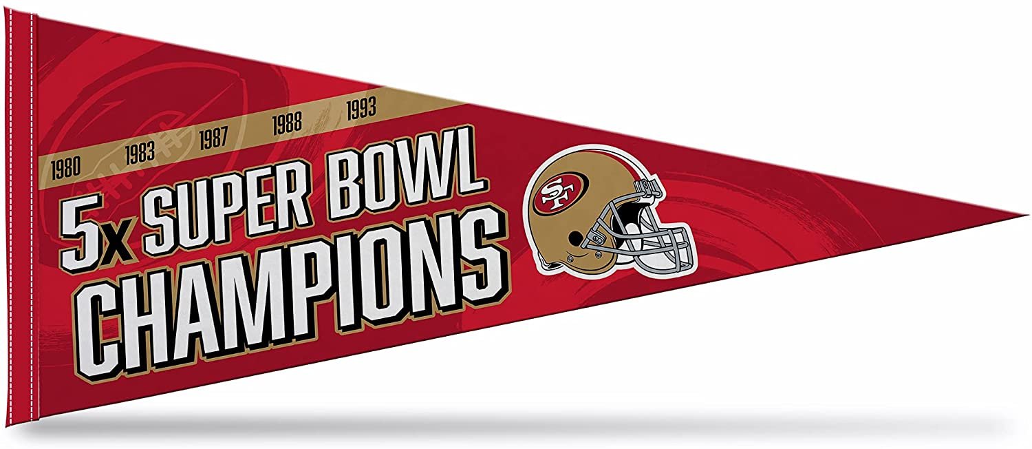 San Francisco 49ers 5-Time Super Bowl Champions Soft Felt Pennant, 12x30 Inch 1