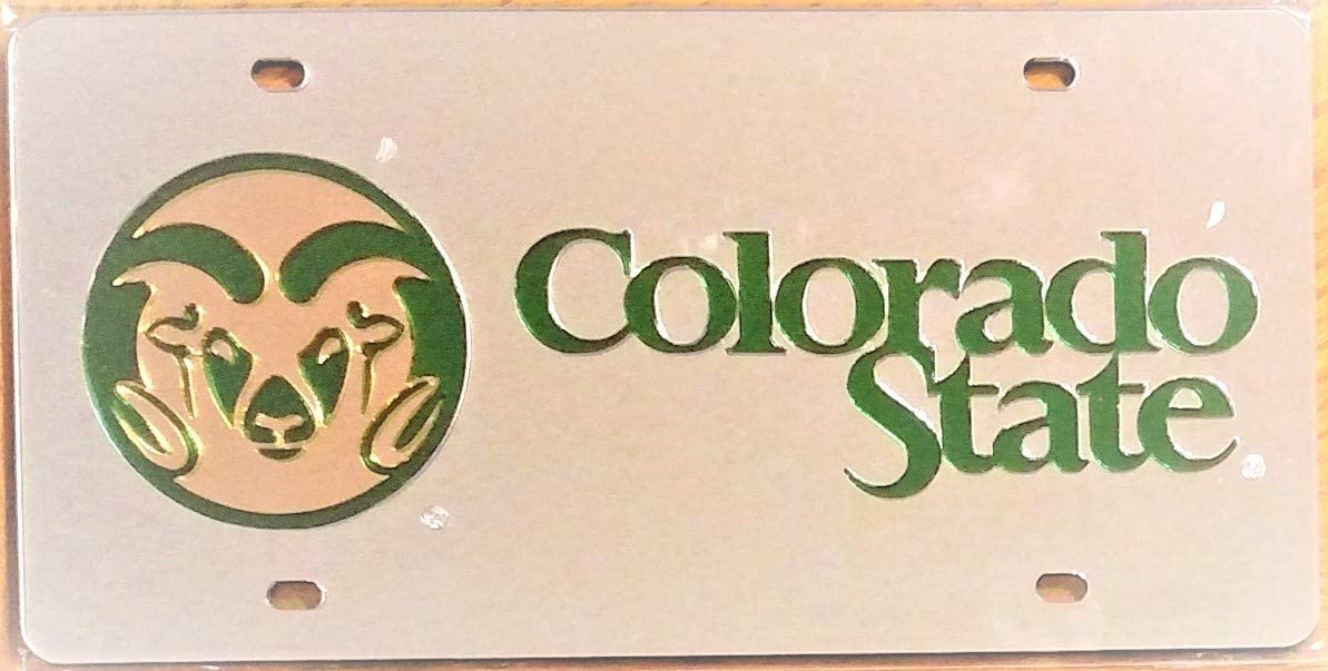 Colorado State University Rams Premium Laser Tag License Plate Mirrored Acrylic Inlaid 6x12 Inch