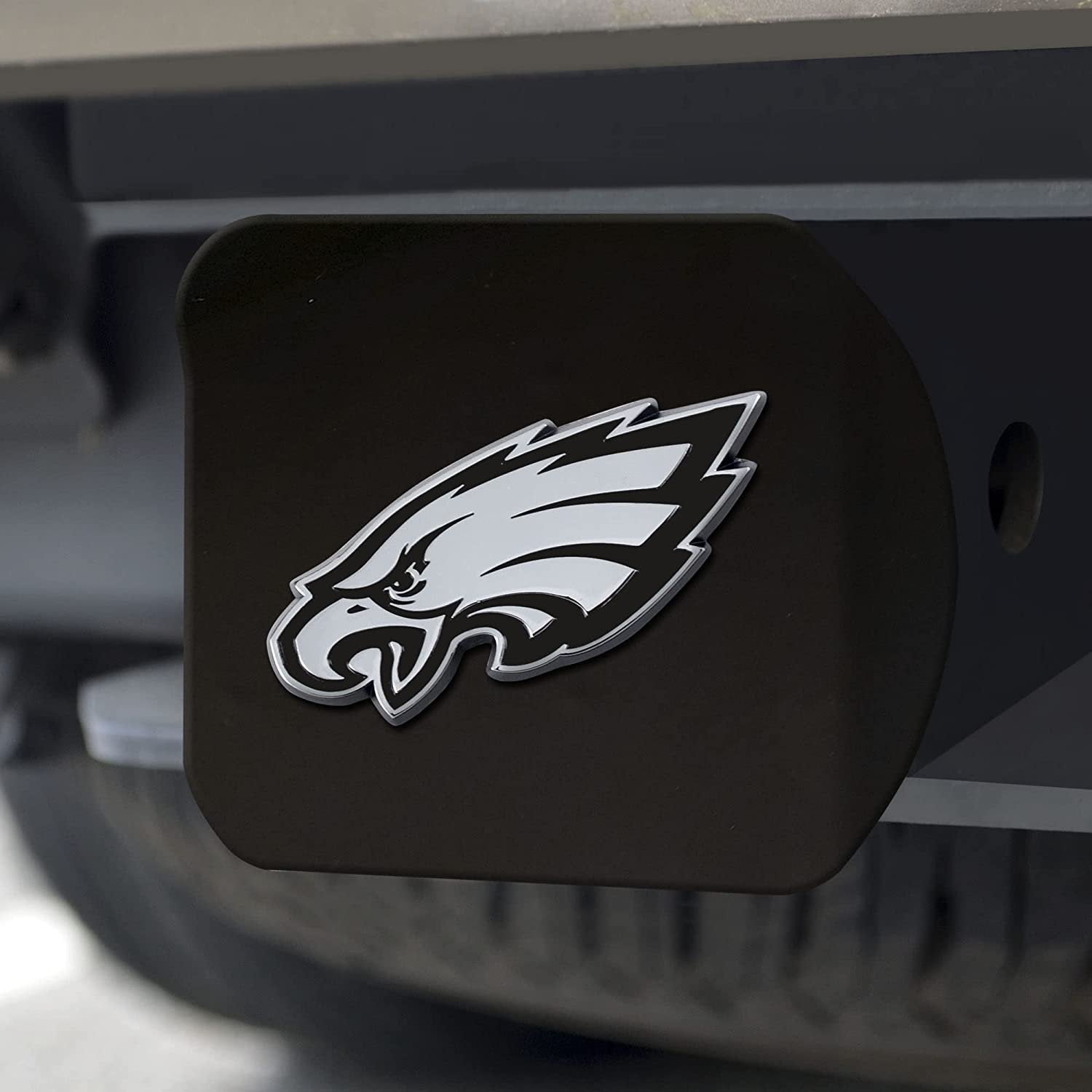Philadelphia Eagles Solid Metal Hitch Cover, Black, 2" Square Type III Hitch Cover 2