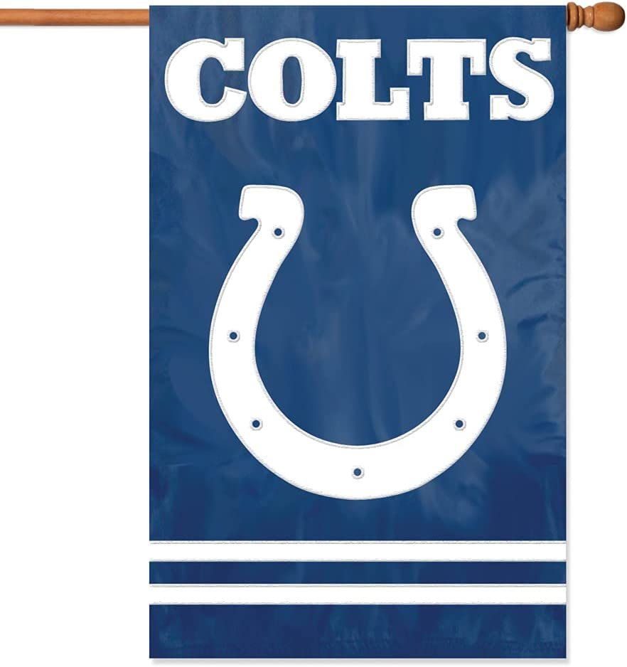Indianapolis Colts Double Sided Banner Flag Embroidered Applique 44x28 Inch 1