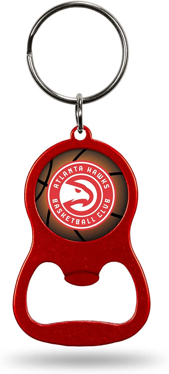 Atlanta Hawks Premium Solid Metal Bottle Opener Keychain, Key Ring, Team Color