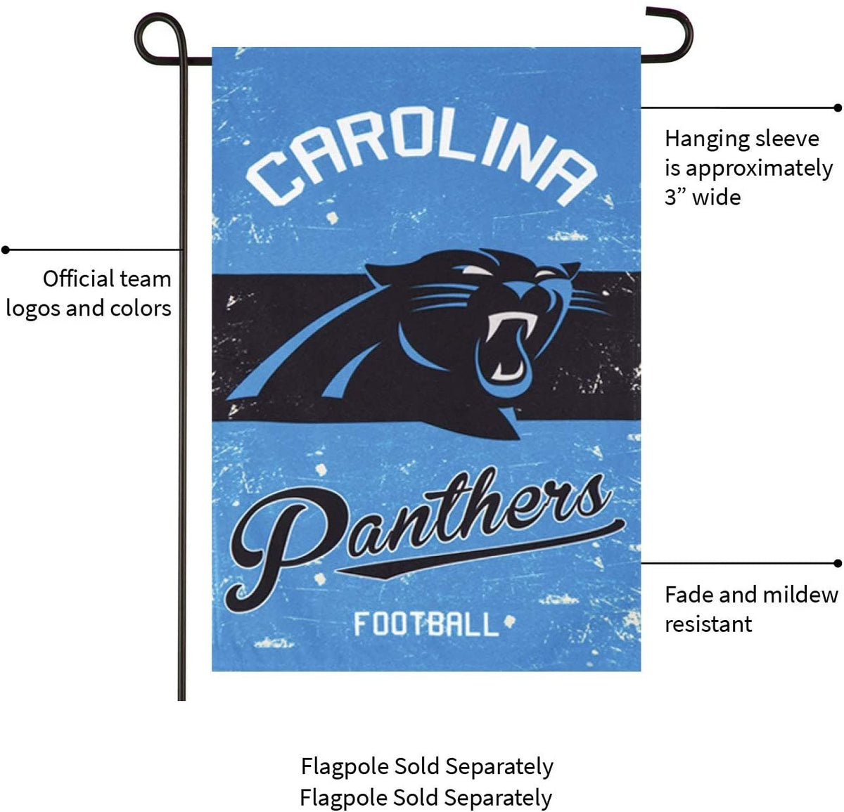 Carolina Panthers Premium Garden Flag Banner, Double Sided, Linen, Vintage Style, 13x18 Inch 5