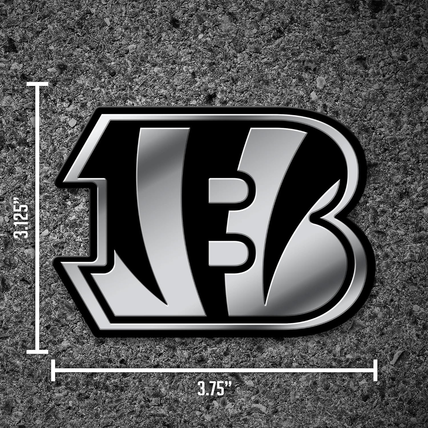 Cincinnati Bengals Auto Emblem, Silver Chrome Color, Raised Molded Plastic, 3.5 Inch, Adhesive Tape Backing 4