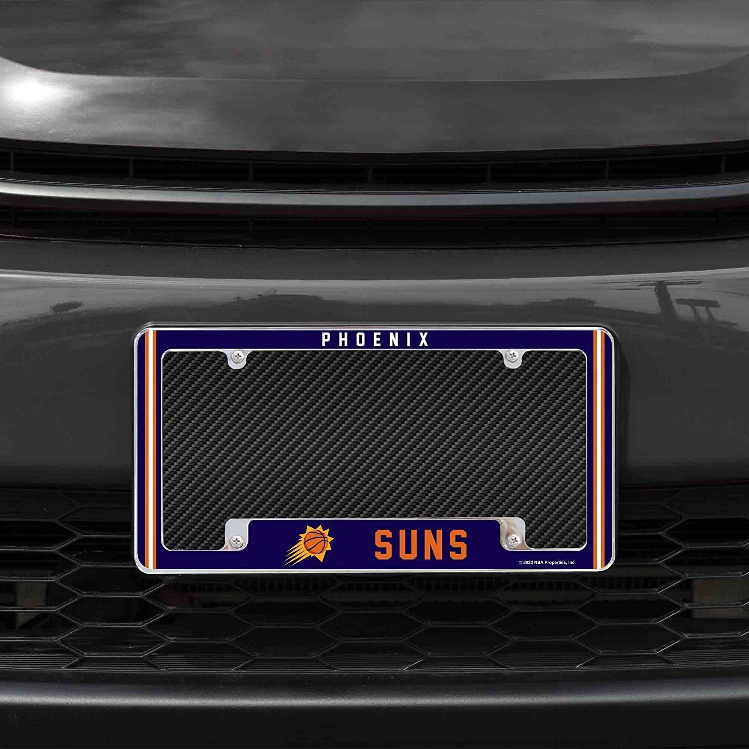 Phoenix Suns Metal License Plate Frame Chrome Tag Cover Alternate Design 6x12 Inch 2