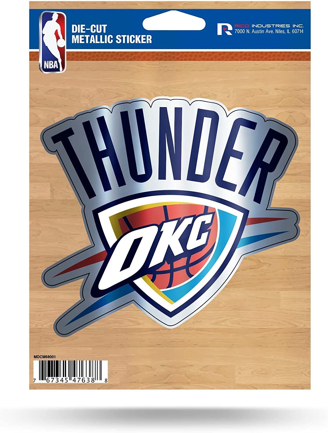 NBA Oklahoma City Thunder Die Cut Metallic StickerDie Cut Metallic Sticker, Blue, 5.75 x 7.75-inches
