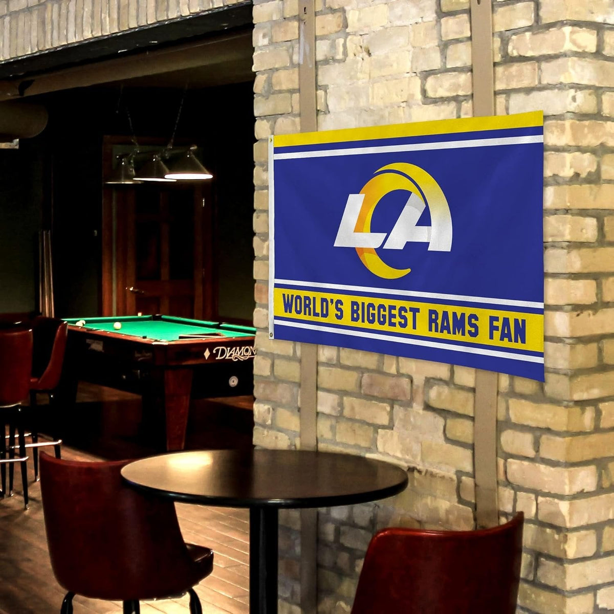 Los Angeles Rams 3x5 Feet Flag Banner, World's Biggest Fan, Metal Grommets, Single Sided, Indoor or Outdoor Use 5