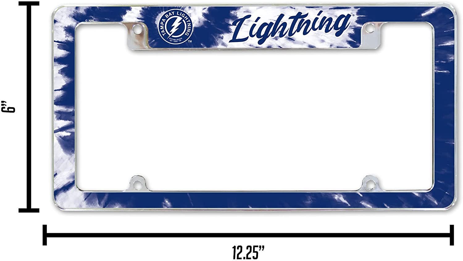 Tampa Bay Lightning Metal License Plate Frame Chrome Tag Cover Tie Dye Design 6x12 Inch 5