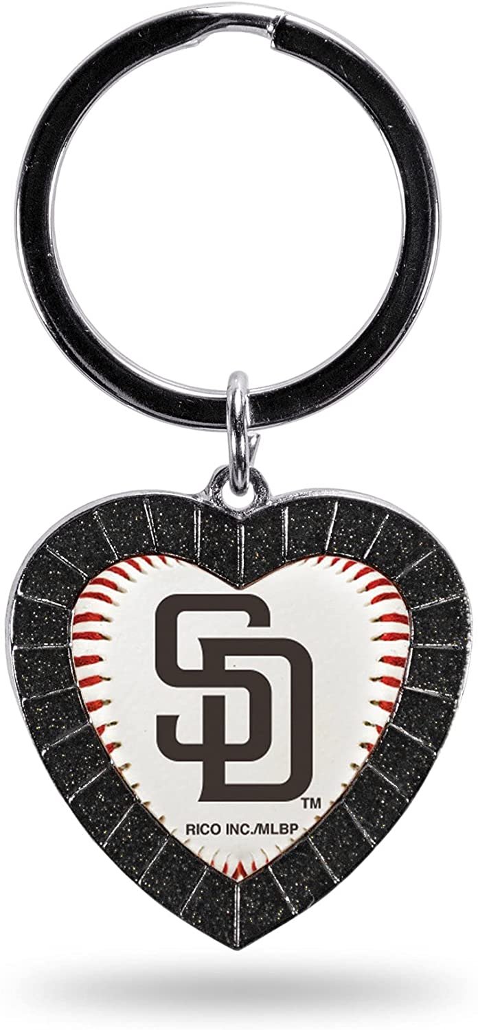 San Diego Padres Keychain Rhinestone Heart Decal Emblem Team Color Baseball