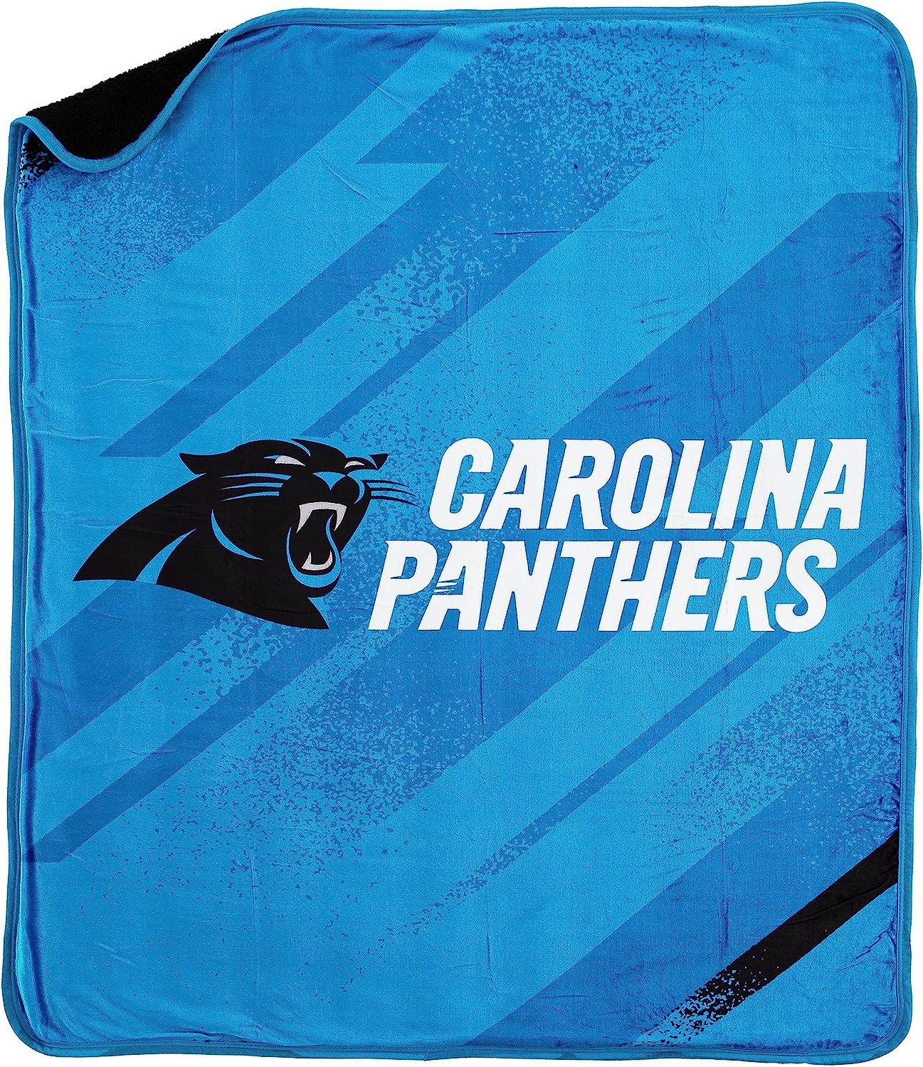 Carolina Panthers Throw Blanket, Sherpa Raschel Polyester, Silk Touch Style, Velocity Design, 50x60 Inch 1