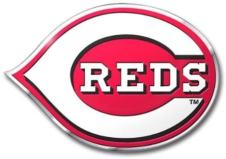 Cincinnati Reds Aluminum Metal Color Auto Emblem Raised Shape Cut Full Adhesive Backing 1