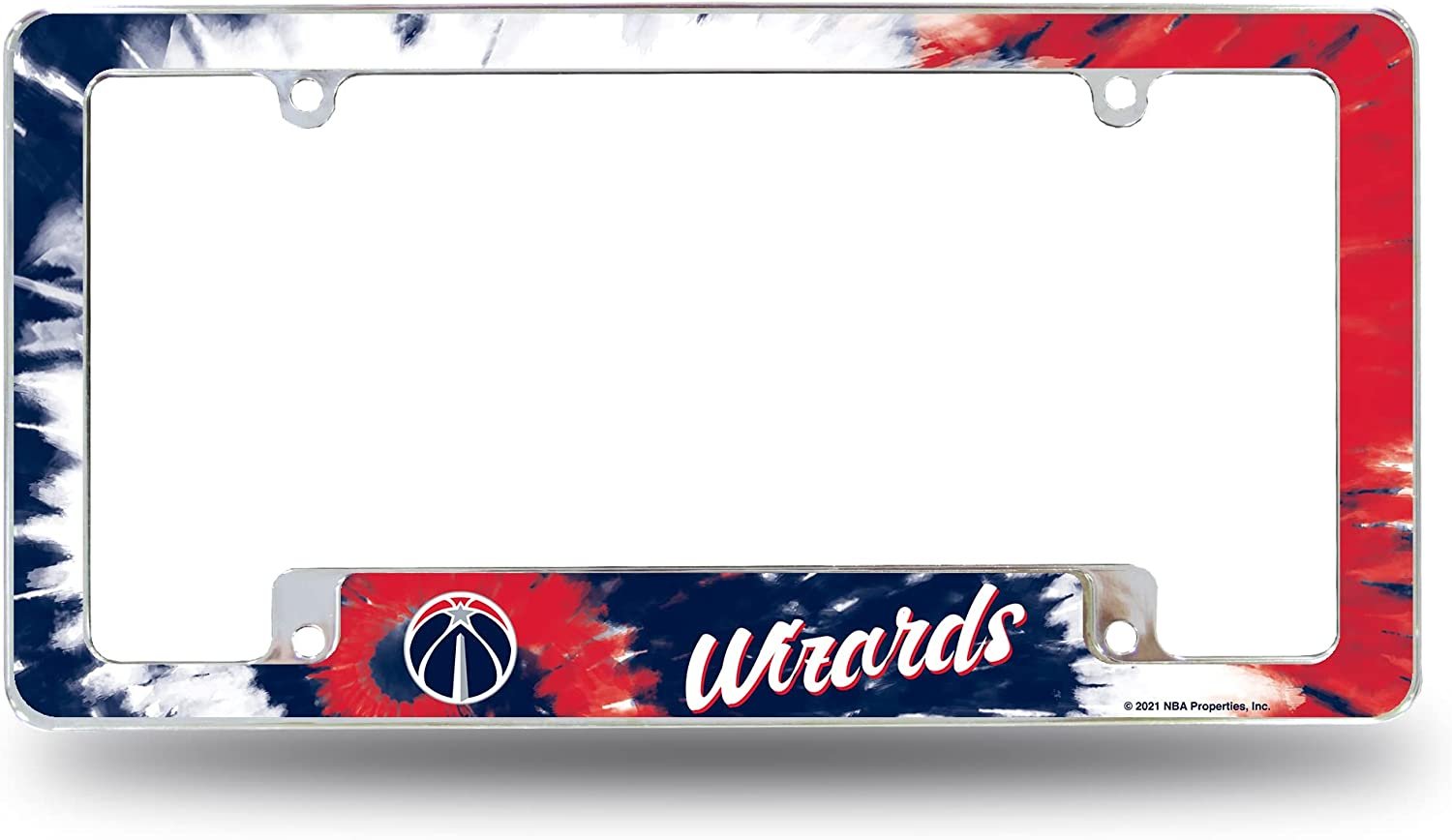 Washington Wizards Metal License Plate Frame Chrome Tag Cover Tie Dye Design 6x12 Inch 1