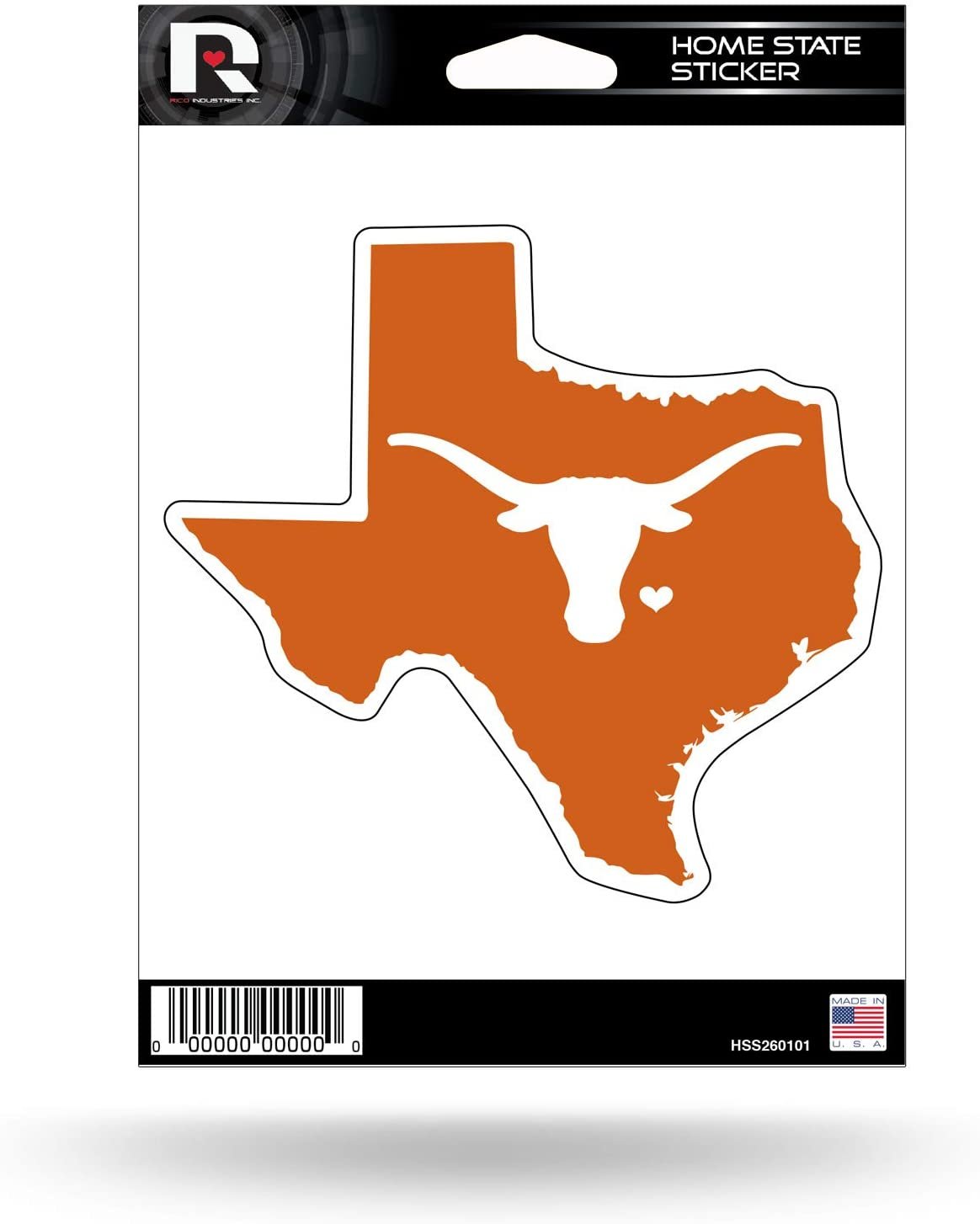 University of Texas Longhorns 5 Inch Sticker Decal, Home State Design, Flat Vinyl, Full Adhesive Backing