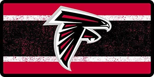 Atlanta Falcons Premium Laser Cut Tag License Plate, Vintage Design, Mirrored Acrylic Inlaid, 6x12 Inch