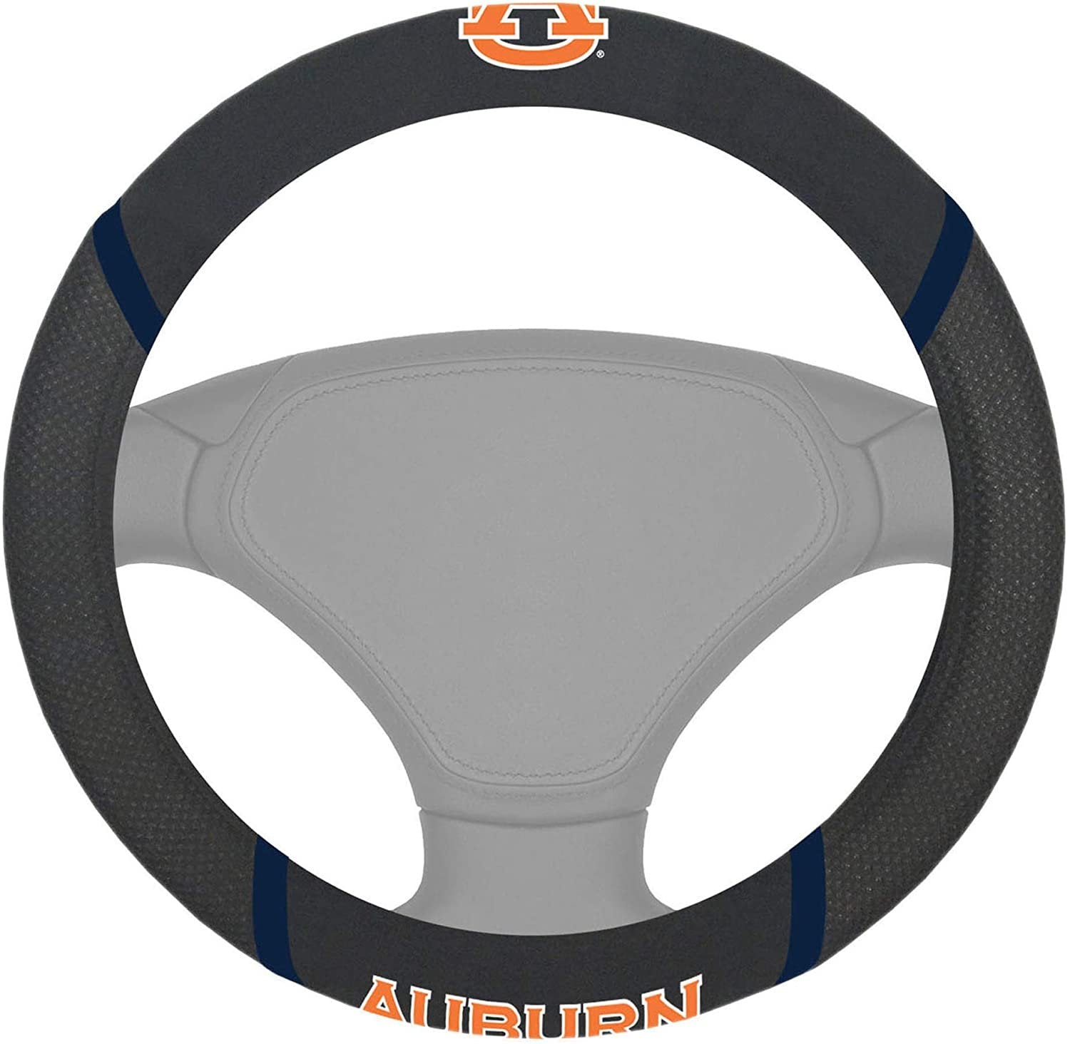 Auburn Tigers Steering Wheel Cover Premium Embroidered Black 15 Inch University 1