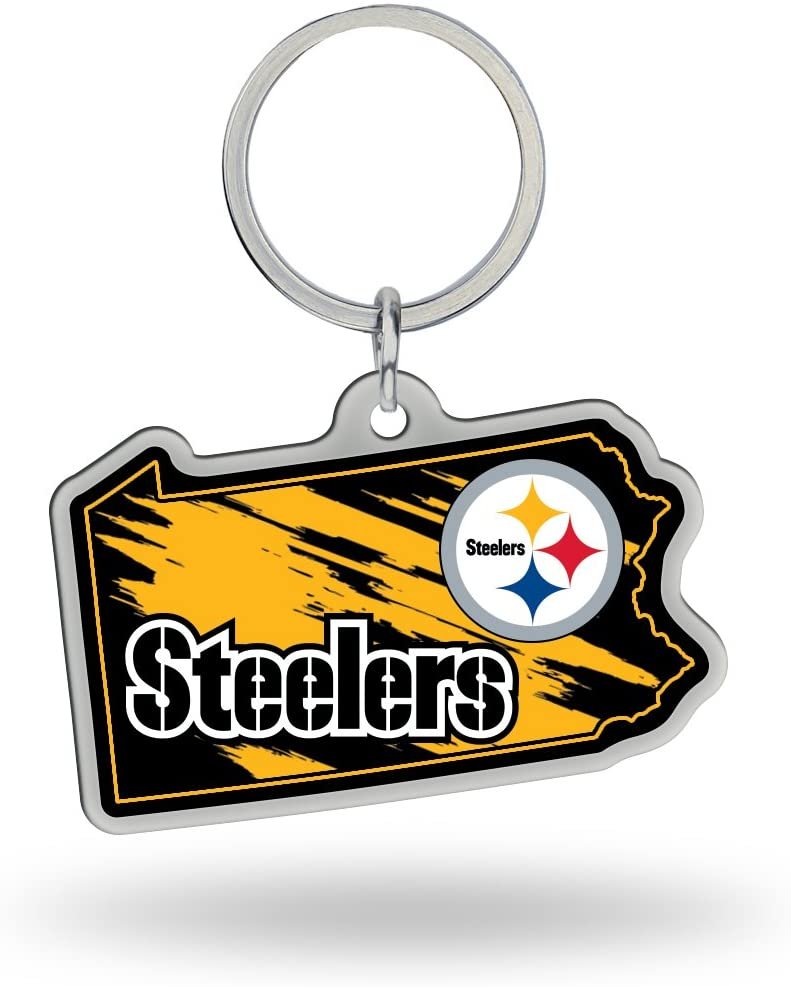 NFL Rico Industries State Shape Keychain, Pittsburgh Steelers , 2 x 3-inches