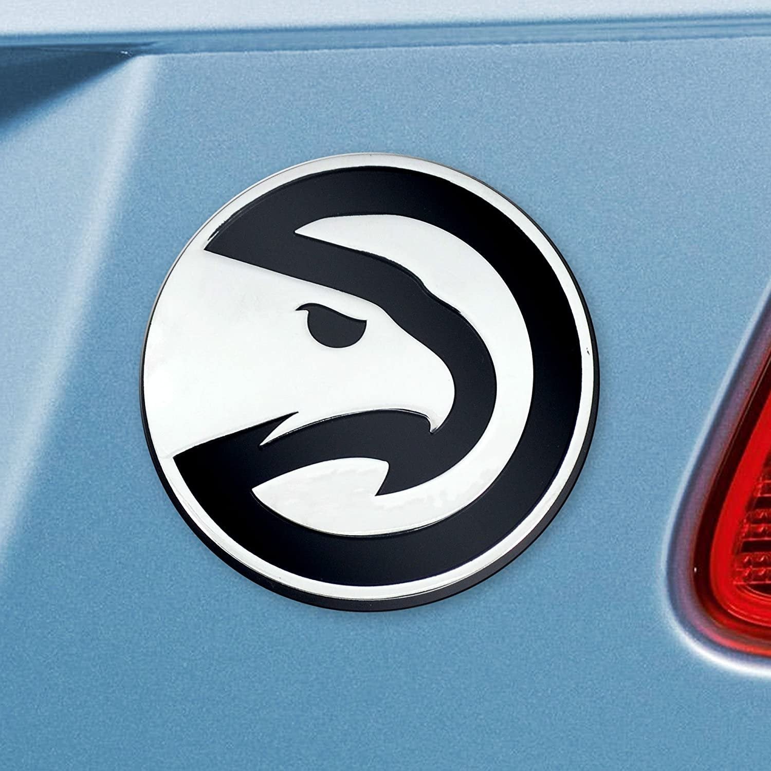 Atlanta Hawks Premium Solid Metal Raised Auto Emblem, Shape Cut, Adhesive Backing 2