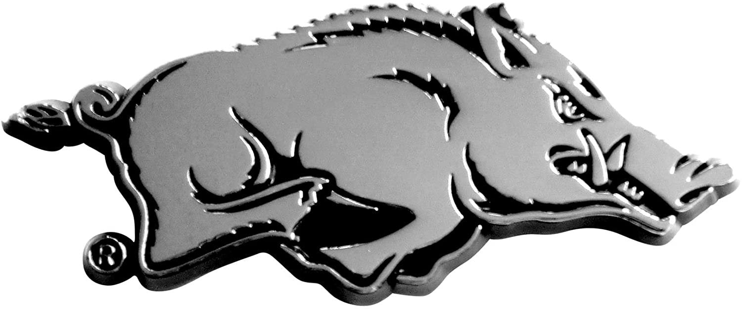 University of Arkansas Razorbacks Auto Emblem Solid Metal Chrome Raised Die Cut 1