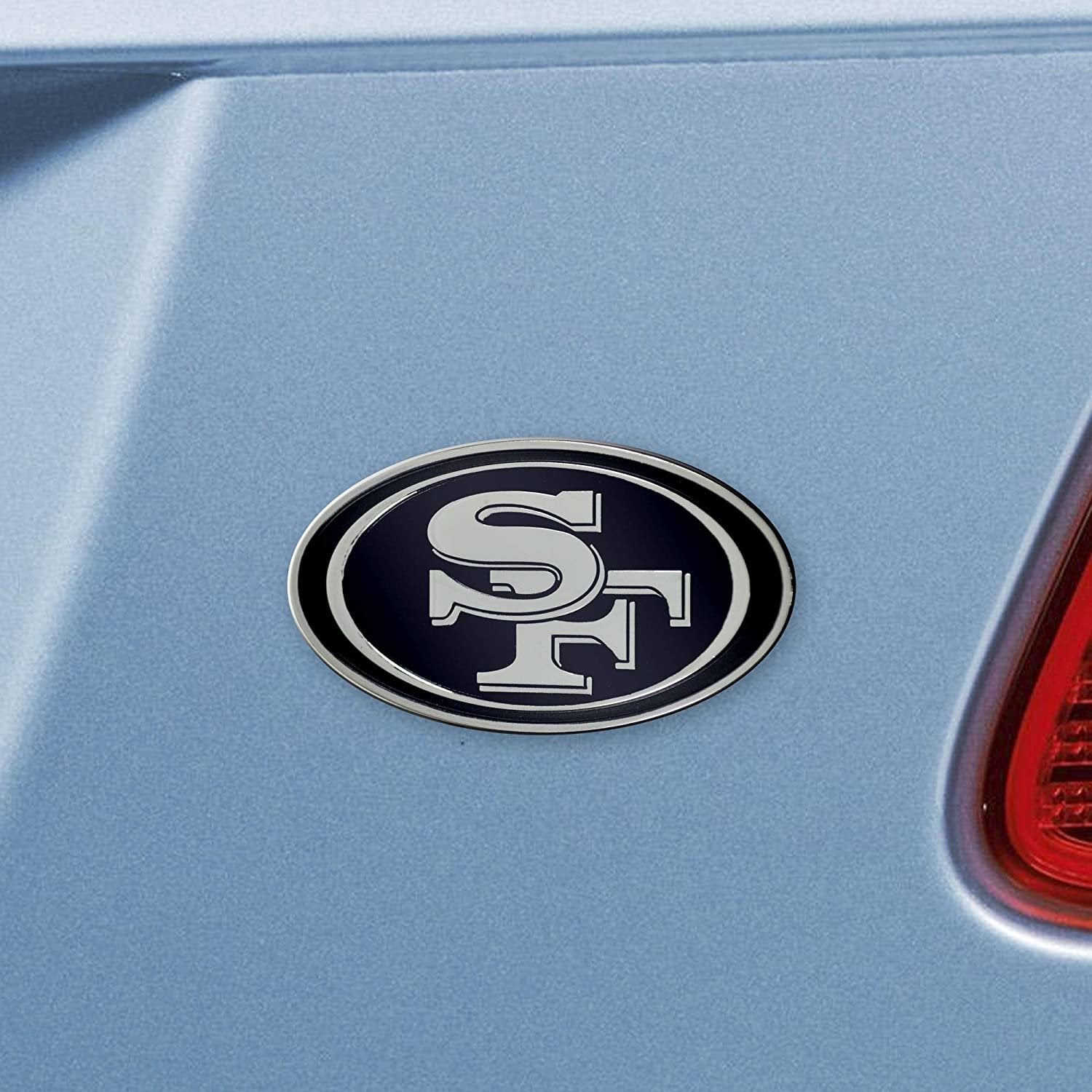 San Francisco 49ers Premium Solid Metal Raised Auto Emblem, Shape Cut, Adhesive Backing 2