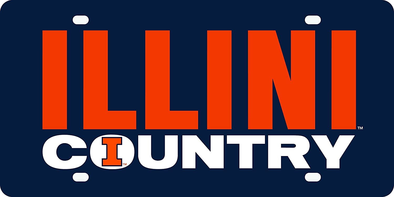 University of Illinois Illini Premium Laser Cut Tag License Plate, Country, Mirrored Acrylic Inlaid, 6x12 Inch