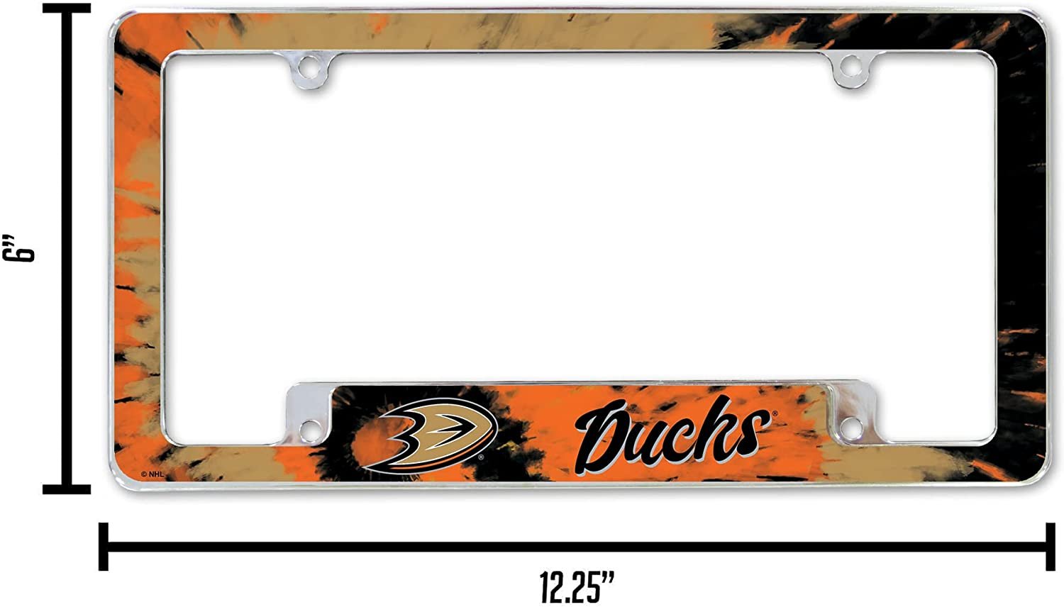 Anaheim Ducks Metal License Plate Frame Chrome Tag Cover Tie Dye Design 6x12 Inch 4