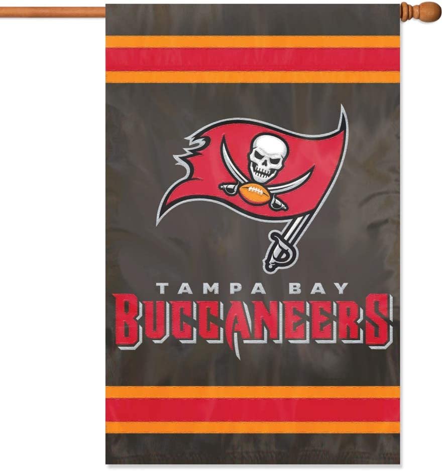 Tampa Bay Buccaneers Double Sided Banner Flag Embroidered Applique 44x28 Inch 1