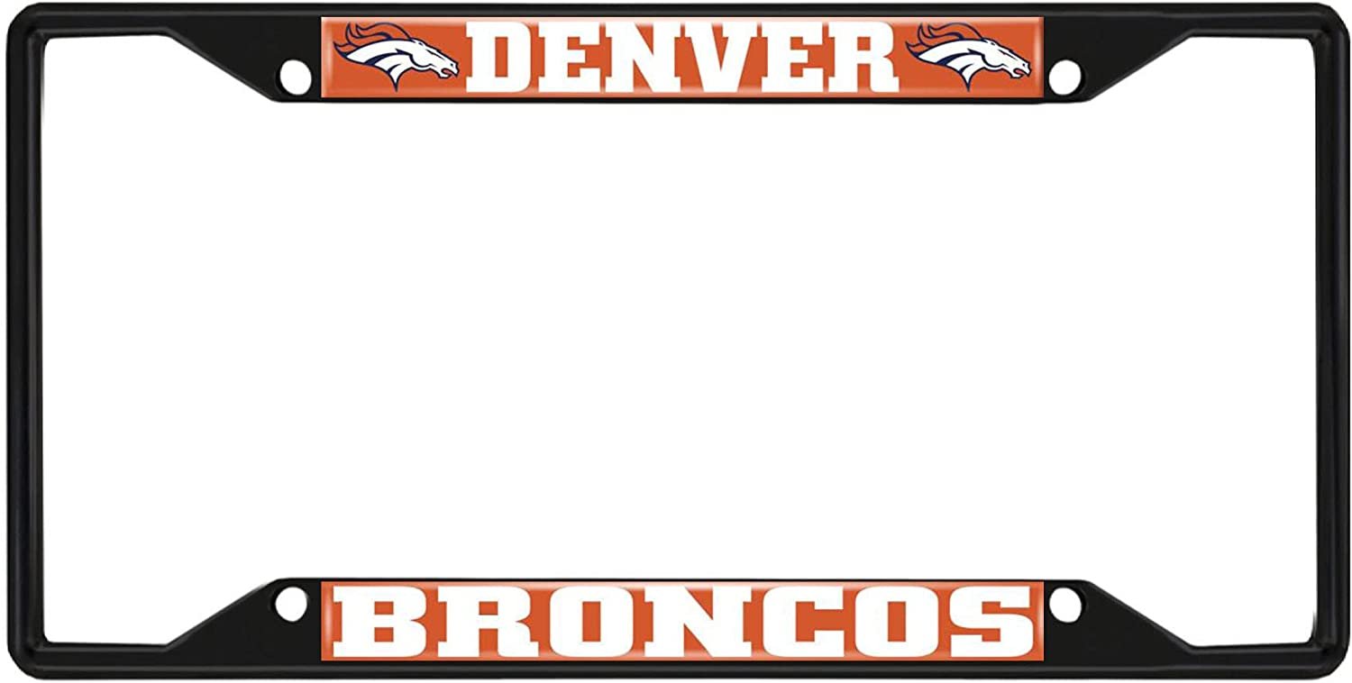 FANMATS 31352 Denver Broncos Metal License Plate Frame Black Finish