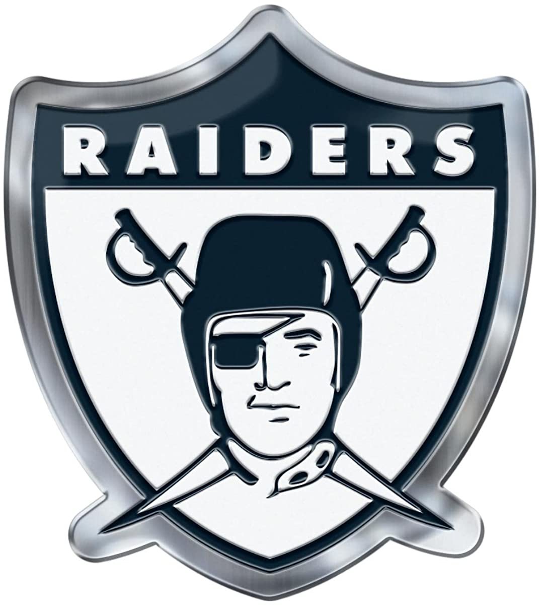 Las Vegas Raiders Premium Aluminum Metal Raised Auto Emblem, Retro Logo, Color Embossed, Full Adhesive Backing 1