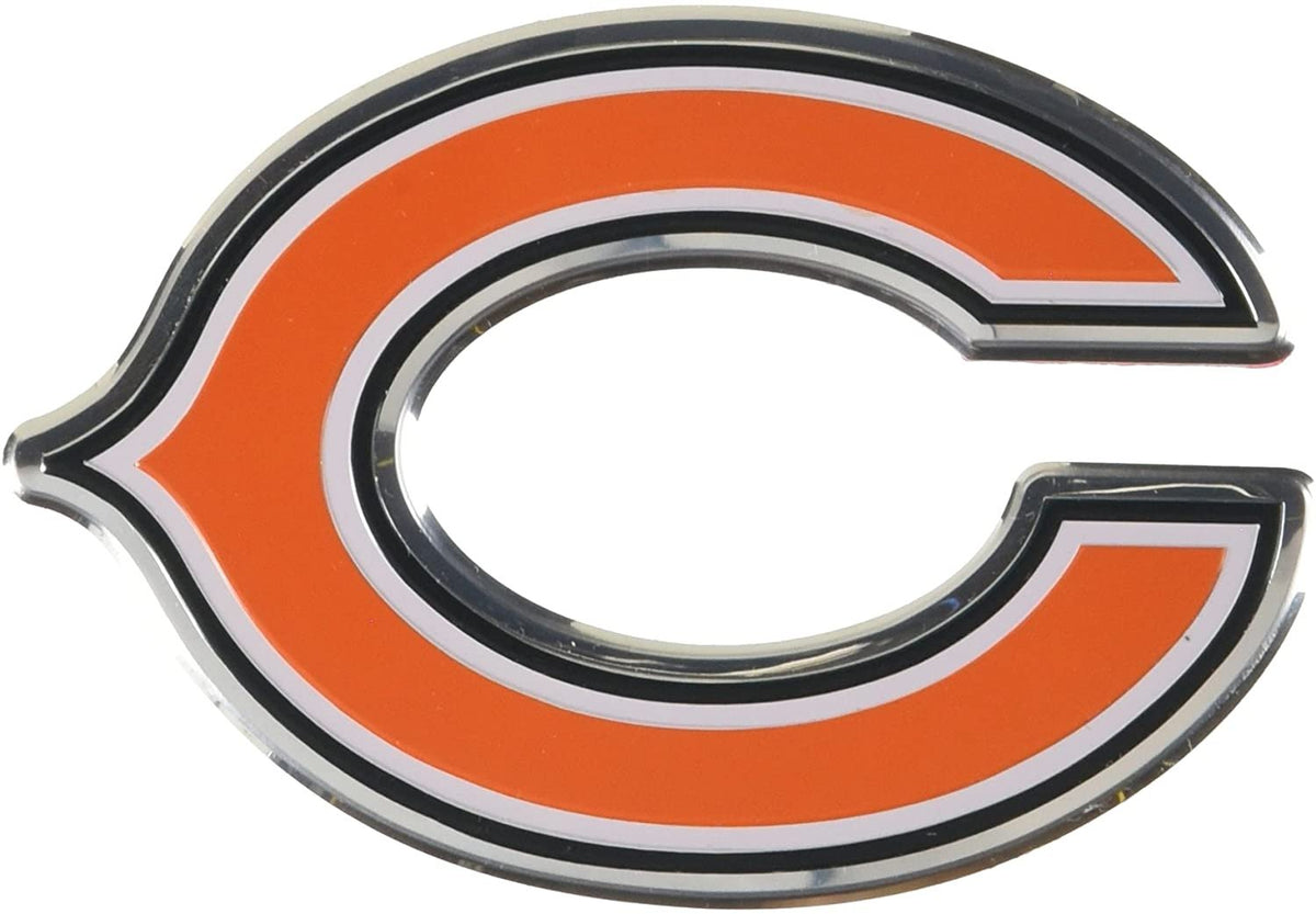 Chicago Bears Auto Emblem, Aluminum Metal, Embossed Team Color, Raised Decal Sticker, Full Adhesive Backing 1