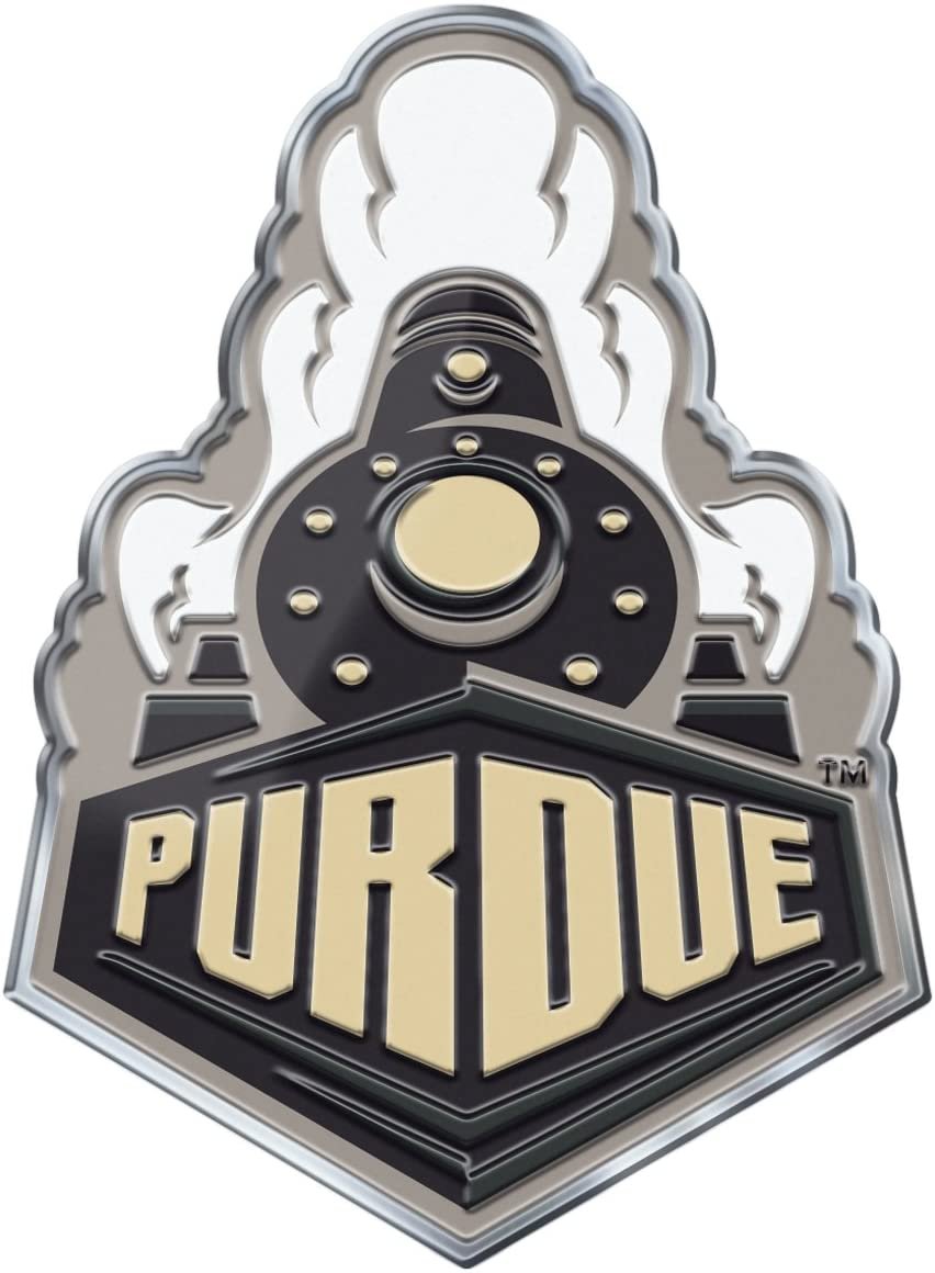 Purdue University Boilermakers Premium Aluminum Metal Raised Auto Emblem, Alternate Logo, Color Embossed, Full Adhesive Backing 1