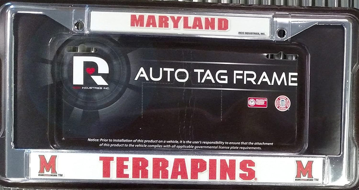 University of Marland Terrapins Premium Metal License Plate Frame Chrome Tag Cover, 12x6 Inch