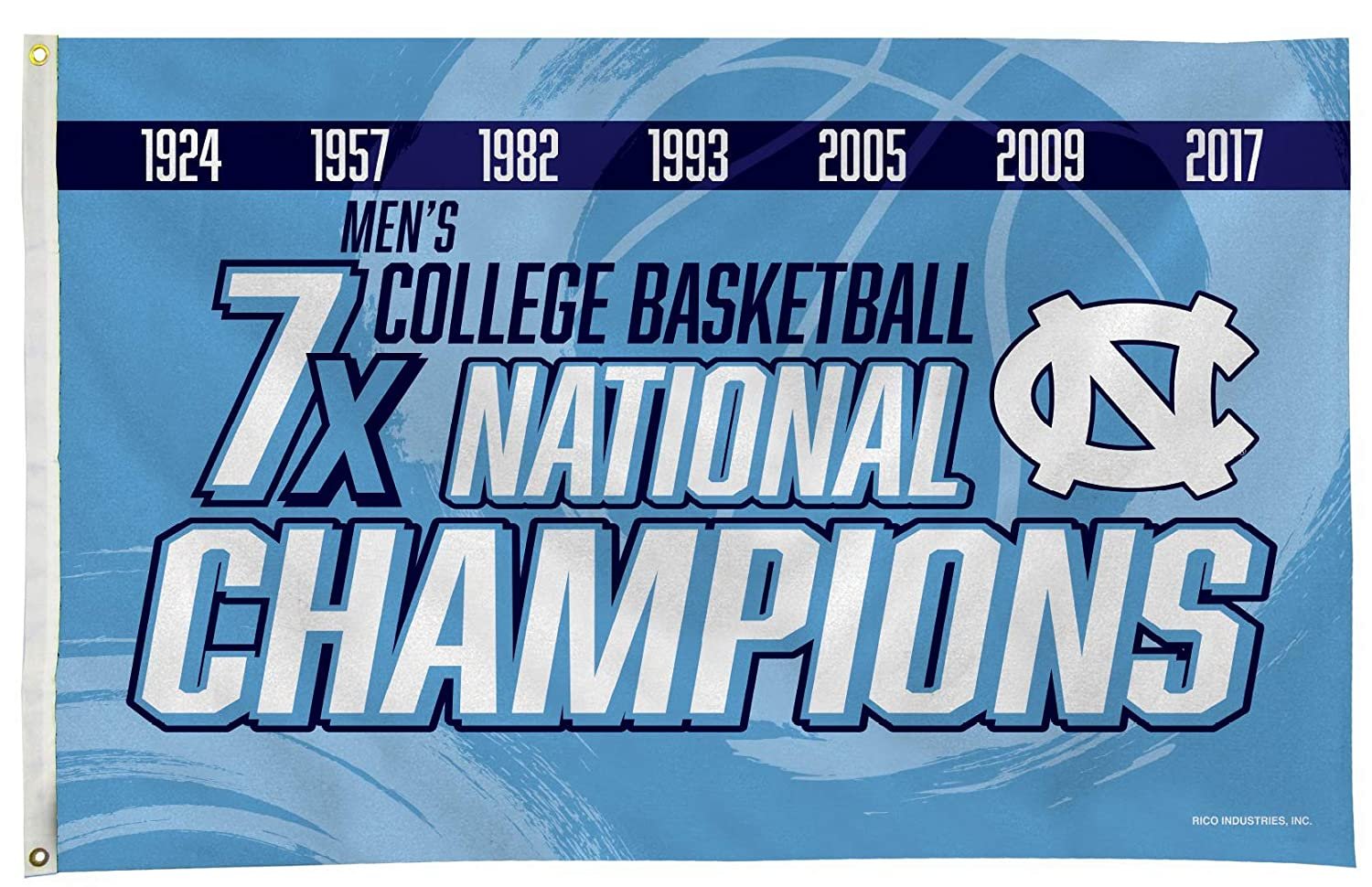 University of North Carolina Tar Heels 7-Time Champions Premium 3x5 Feet Flag Banner, Metal Grommets, Outdoor Use, Single Sided